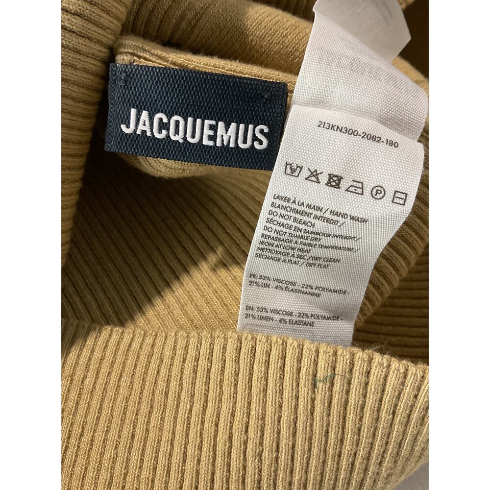 Jacquemus Embellished Ribbed Knit Sand Sierra Midi Dress Size FR 32 / US 0 - Picture 4 of 5